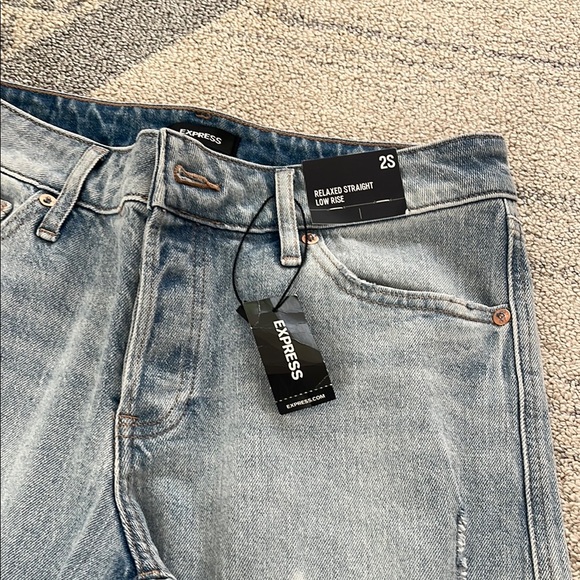 Express Flare & Wide Leg Jeans in Blue - Picture 2 of 5